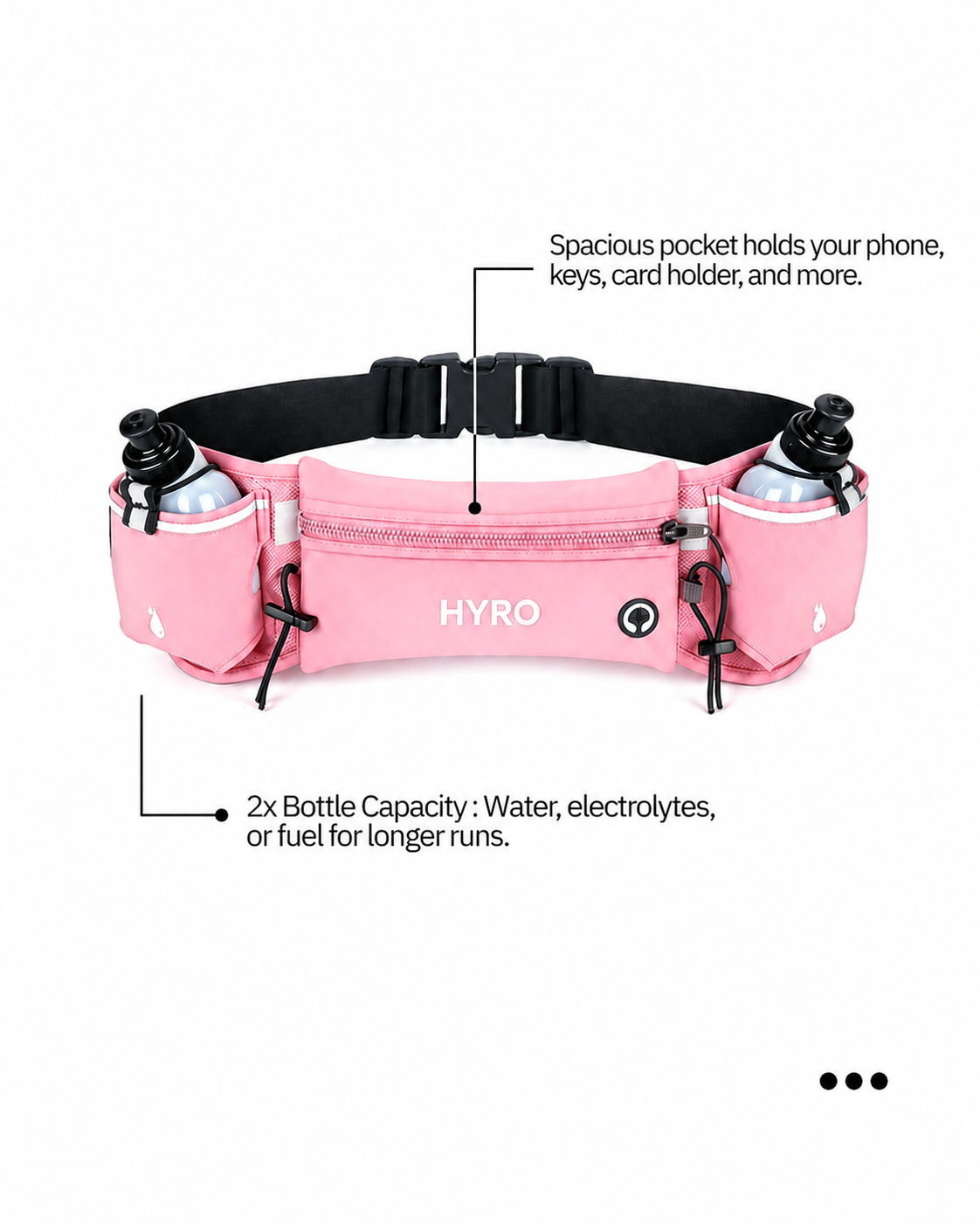 Pink HYRO Dual Bottle-Hydration Belt