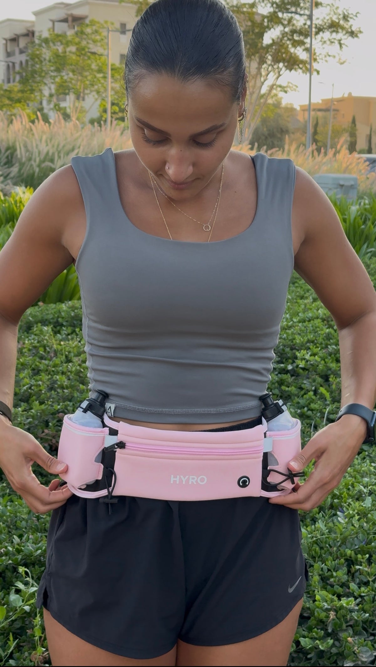 Pink HYRO Dual Bottle-Hydration Belt